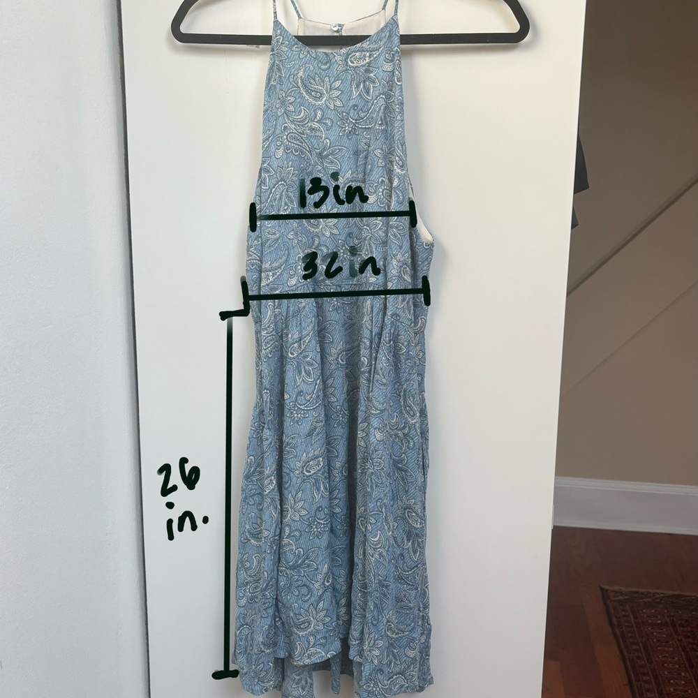 Blue Paisley High Neck Dress - Picture 2 of 7